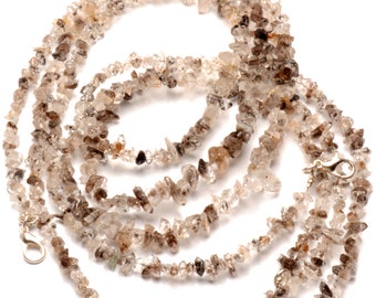 Natural Gemstone Herkimer Quartz 5 to 7 mm Size Faceted Chip Cut Beads 19 Inch Necklace