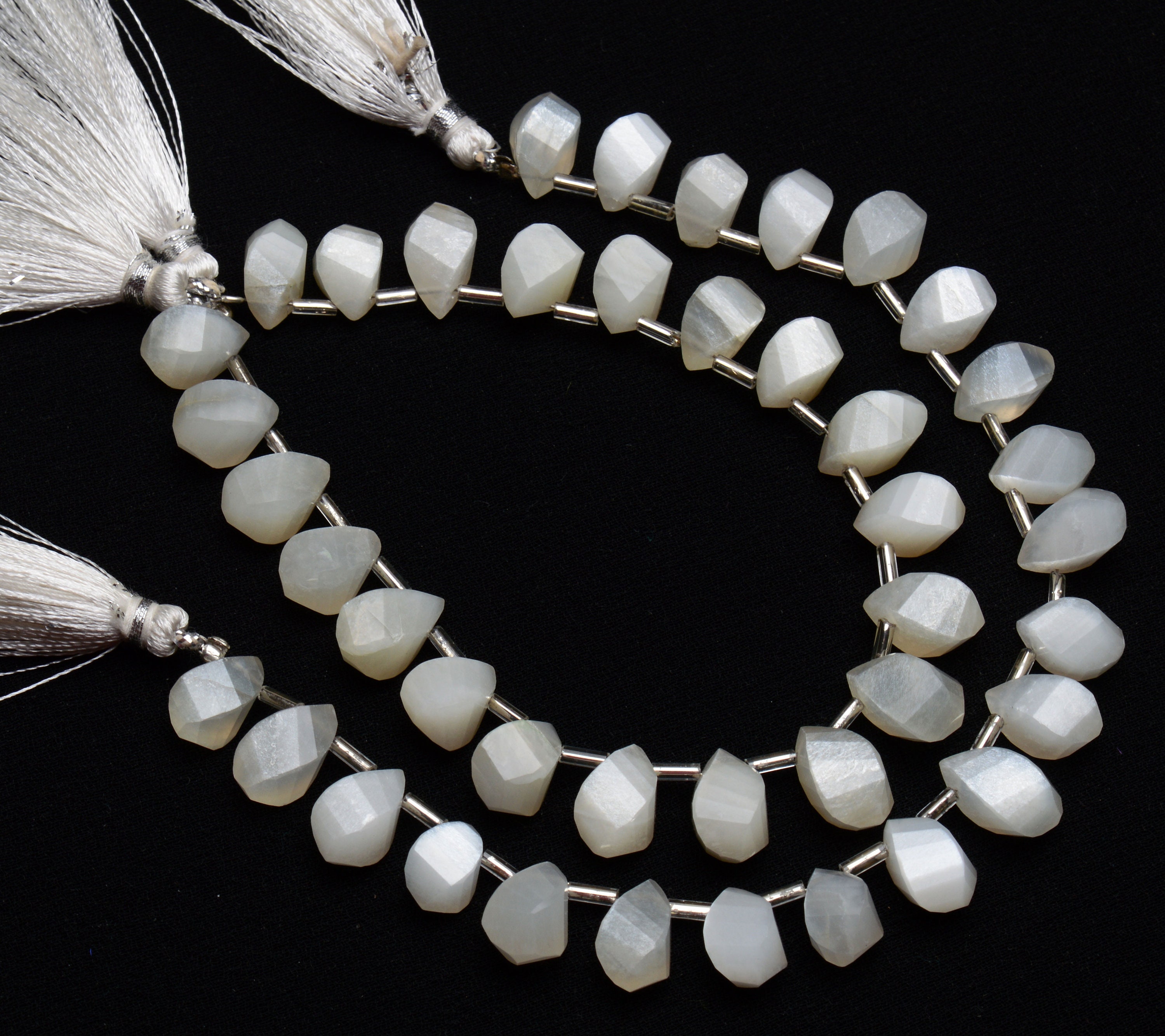 Natural Gemstone White Moonstone Beads 11x7mm Size Twisted | Etsy