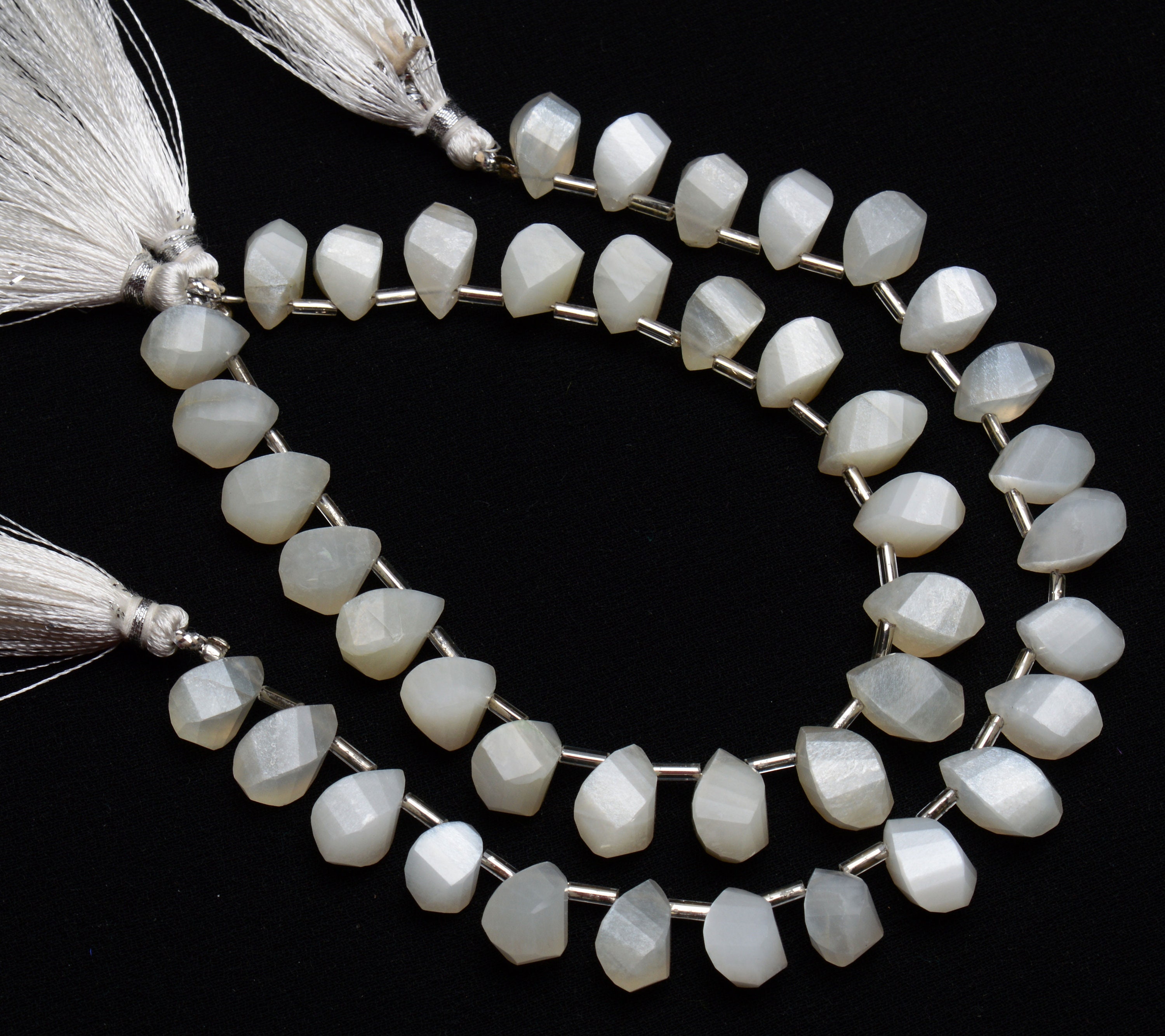 Natural Gemstone White Moonstone Beads 11x7mm Size Twisted Etsy