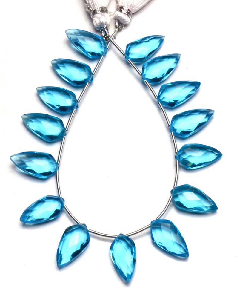 Swiss Blue Topaz Color Hydro Quartz Faceted 15x8MM Size Tie Shape Briolette Beads 7 Inch Full Strand Super Fine Quality Beads