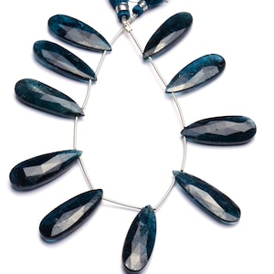 Natural Gem Rare Orissa India Green Imperial Kyanite 30x10MM Approx Size Faceted Pear Shape Briolettes 8.5&quot; Full Strand Fine Quality Beads