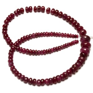 Natural Ruby Gemstone 3 to 7 mm Size Smooth Rondelle Shape Beads 10" Strand
