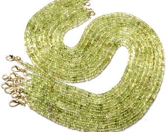Collar de prasiolita natural de Brasil, cuentas lisas de 4,5 mm con forma de heishi, 40,6 cm.