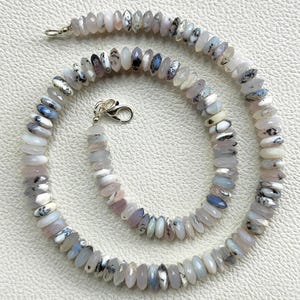 Collier de perles d'agate dendritique à facettes, taille allemande, 7-9 mm, pierre précieuse australienne, 40 cm (16 pouces)