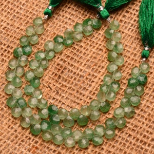 7 mm heart shape jewelry making beads, green strawberry quartz gemstone, 8 inch full strand