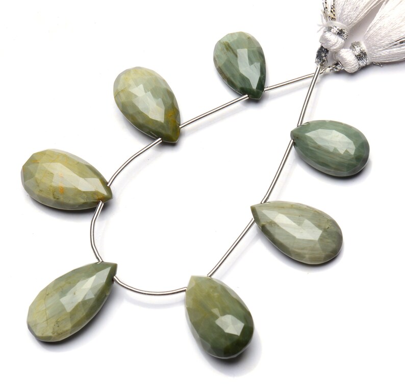 Natural Chrysoberyl Cat/'s Eye Gemstone 17x10 to 21x12MM Faceted Pear Shape Briolette Beads 6 Inch Full Strand Super Quality Cats Eye Effect