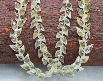 Natural Lemon Quartz Gemstone 8x5 to 9x6 mm Size Faceted Flower Bud Shape Beads 7" Strand