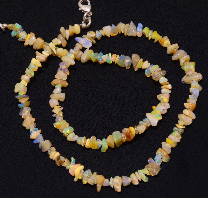 Natural Gem Ethiopian Welo Opal 5 to 6MM Approx. Uncut Beads Necklace 18 Inch Full Strand Super Quality Rainbow Electric Fire Unshaped Beads image 3
