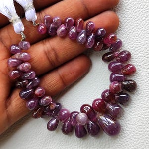 Burma Ruby 7x5-12x7mm Smooth Teardrop Shape Gemstone Beads 10" Strand Fine Jewelry Making