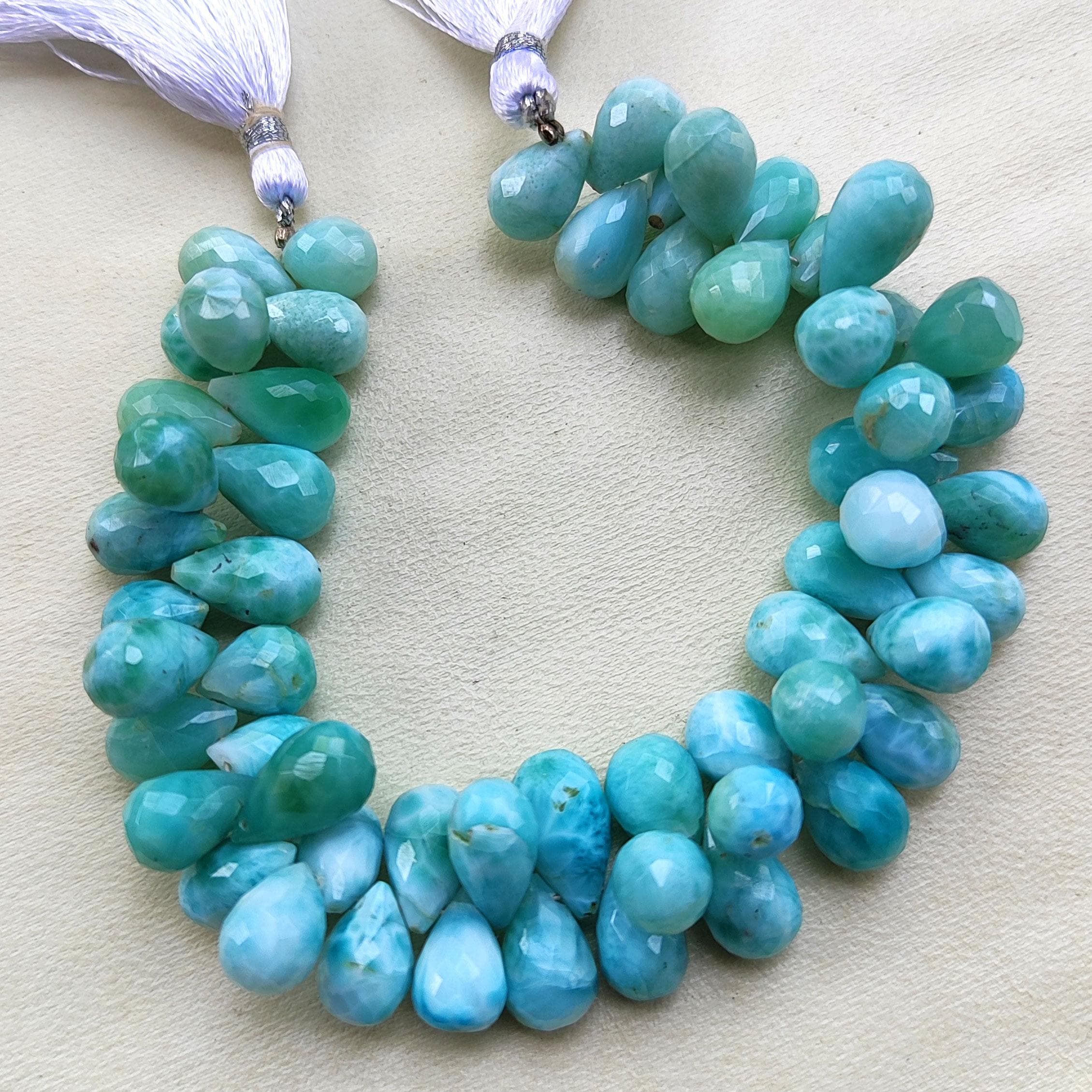 天然ラリマー宝石 12x8～13 x 9 mmサイズ ファセットティアドロップ