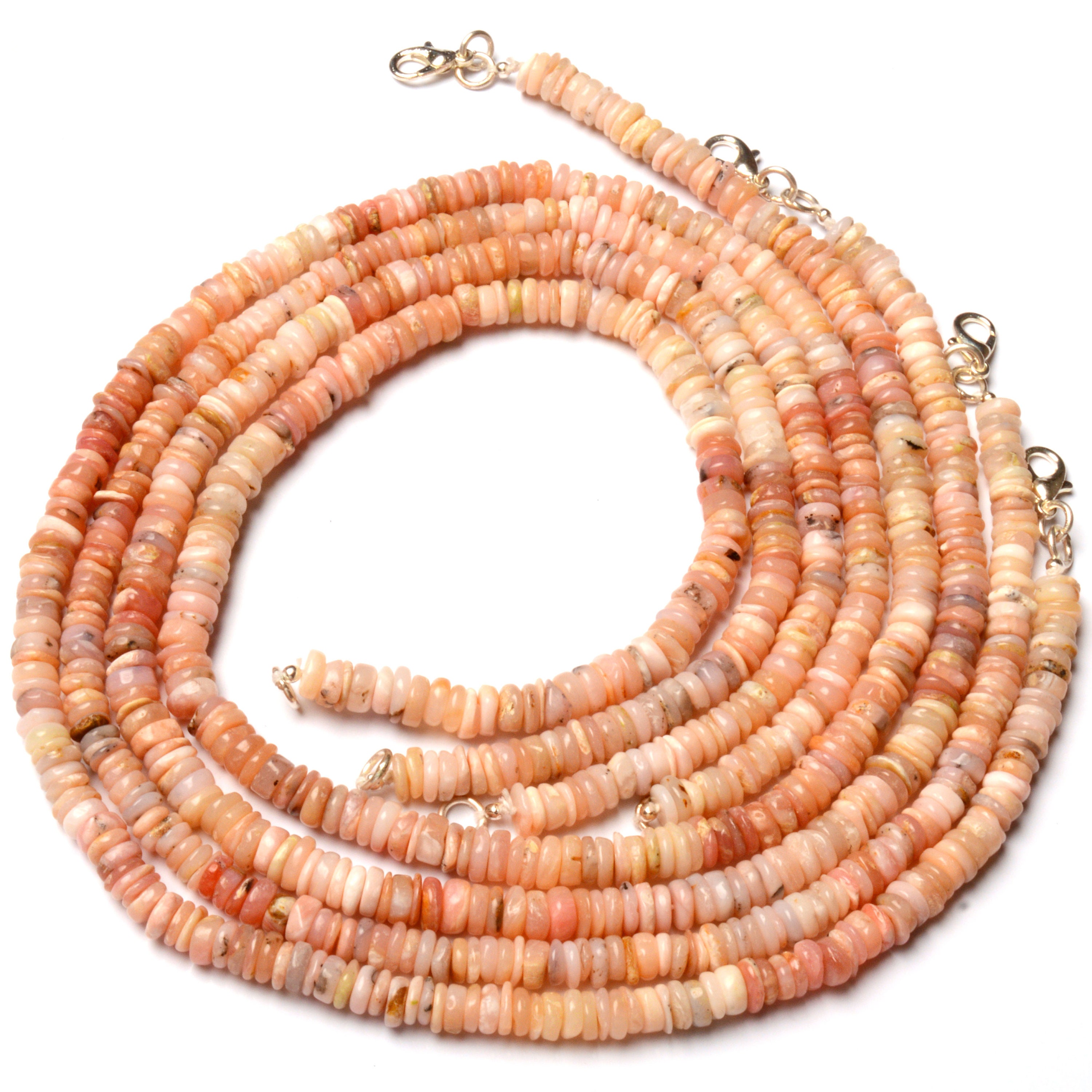 Collana di perle lisce ovali con pietre preziose opali etiopi multi 18