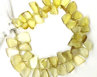 Gema de cuarzo miel natural, cuentas briolette facetadas en forma de vela de tamaño 10 x 7 a 14 x 8 mm, tira de 7 pulgadas