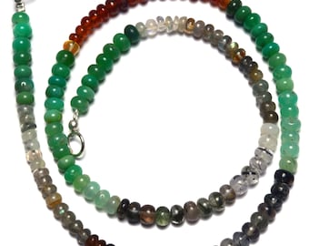 Natural Mix Semi Precious Gems 5MM Approx Smooth Rondelle Beads 16.5" Full Strand Finished Necklace Chrysoprase Garnet Rutile Quartz