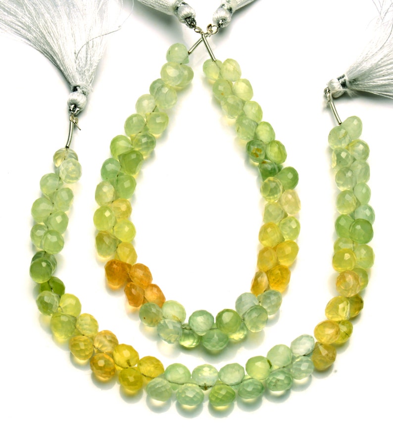 Prehnite Gemstone Beads Multi Green Color 7MM Size Faceted Etsy