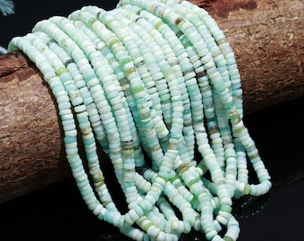 Ópalo peruano azul natural - Cuentas en forma de rueda - Tamaño de 5,5 mm - Tira de 43 cm para diseños de joyería únicos