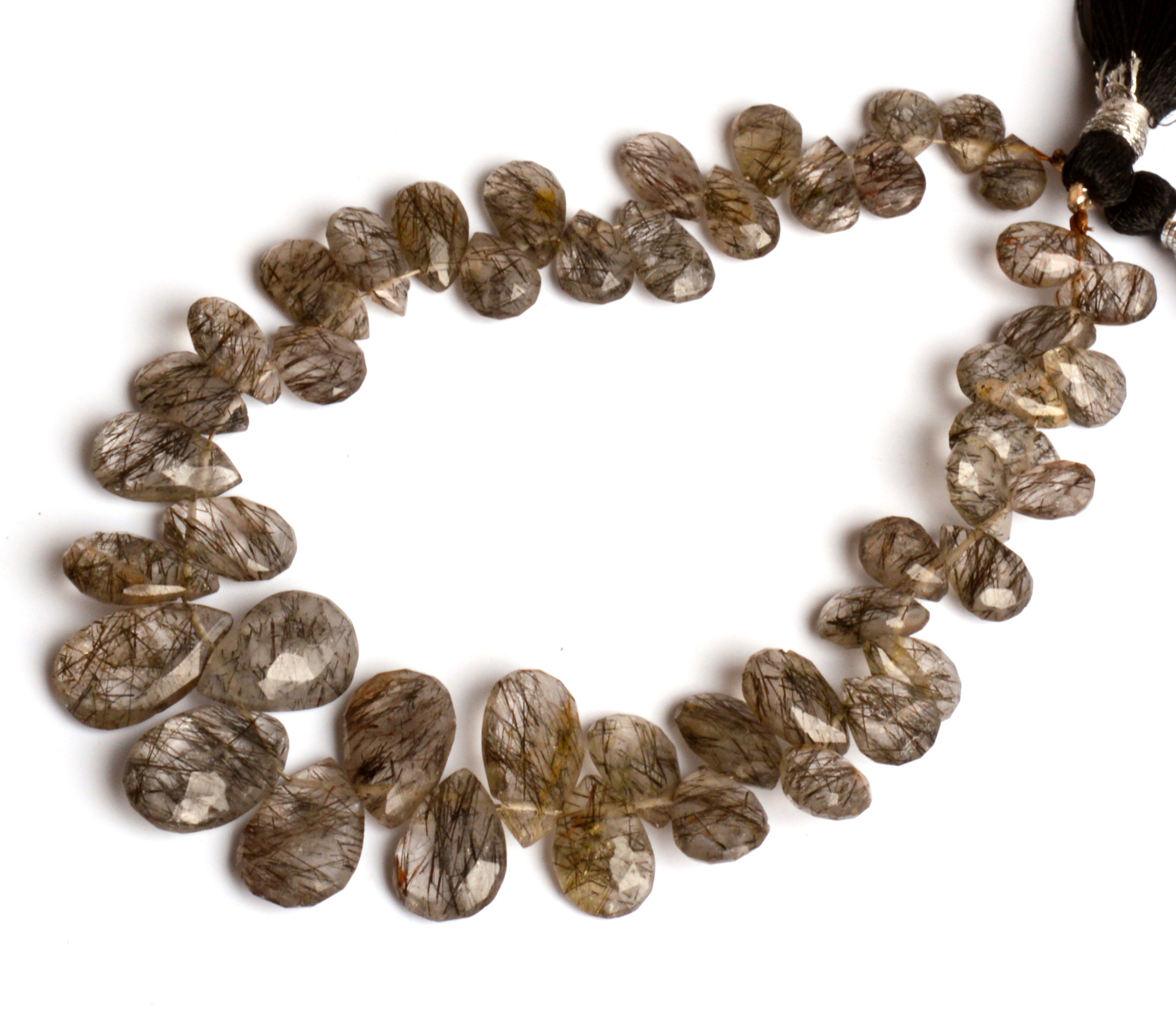ルゴサブリリアント Natural Gem Sri Lankan Black Rutile Quartz Faceted Briolette