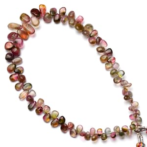 natural bi color Brazil tourmaline beads, rare gemstone, 5x3 to 10x5mm size, 10.5 inch full strand, jewelry making beads