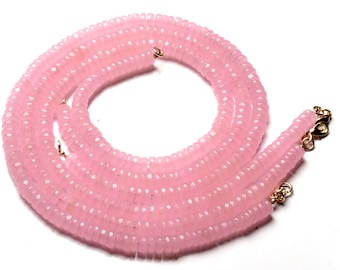 Collar de 17" con cuentas de cuarzo rosa facetadas de 7,5 mm y forma Heishi