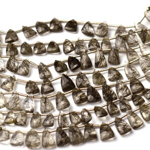 Natural Black Rutile Gem 10x7 mm Size Jewelry Making Beads 5 Inch Full Strand