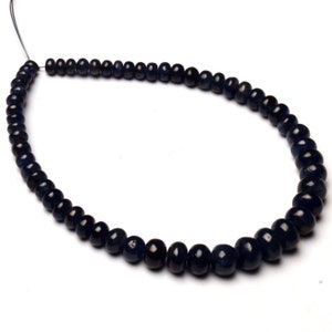 natural blue sapphire gem strand 4 to 7 mm size smooth rondelle beads