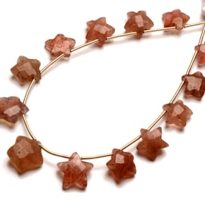 Natural Pink Strawberry Quartz Gems 9 to 12 mm Size Faceted Star Shape Beads 7&quot; Strand