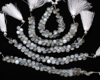 Natural Gemstone White Moonstone Beads, 7MM Size Heart Shape Moonstone Briolettes for Jewelry Making 6.5 Inch Full Strand