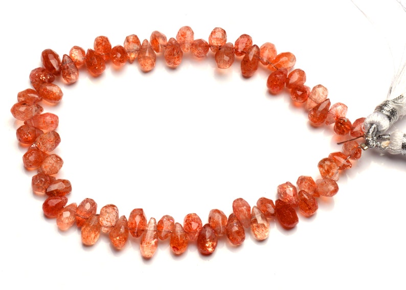 Super Fine Quality Natural Gemstone Sunstone 6x4 to 7x5MM Size Faceted Teardrop Shape Briolette Beads 8 Full Strand Fine Quality Beads