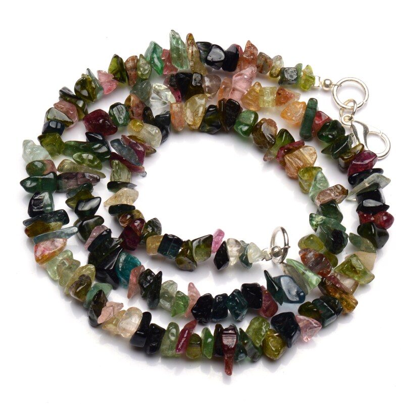 Details about   Natural Gem Fine Quality Tourmaline 7 to 13mm Long Rough Beads Necklace 17"