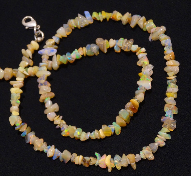 Natural Gem Ethiopian Welo Opal 5 to 6MM Approx. Uncut Beads Necklace 18 Inch Full Strand Super Quality Rainbow Electric Fire Unshaped Beads image 6