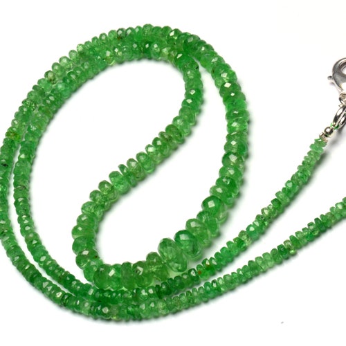 Natural Gemstone Tsavorite Faceted 3 to 8MM Big Size Rondelle Beads 19 Inch Full Strand Very Rare Gem Beads Necklace shops Green Garnet