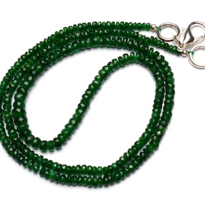 Natural Gemstone Tsavorite Faceted 3 to 4mm Size Rondelle Beads 18 Inch Full Strand Very Rare Gem Beads Necklace Green Garnet