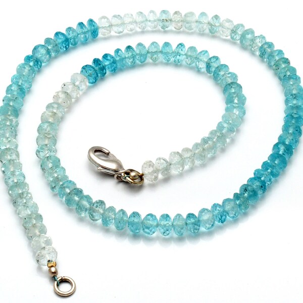 Natural Gemstone Blue Topaz 6MM Faceted Rondelle Beads 17 Inch Full Strand Shaded Color Super Fine Quality Beads Without Clasps