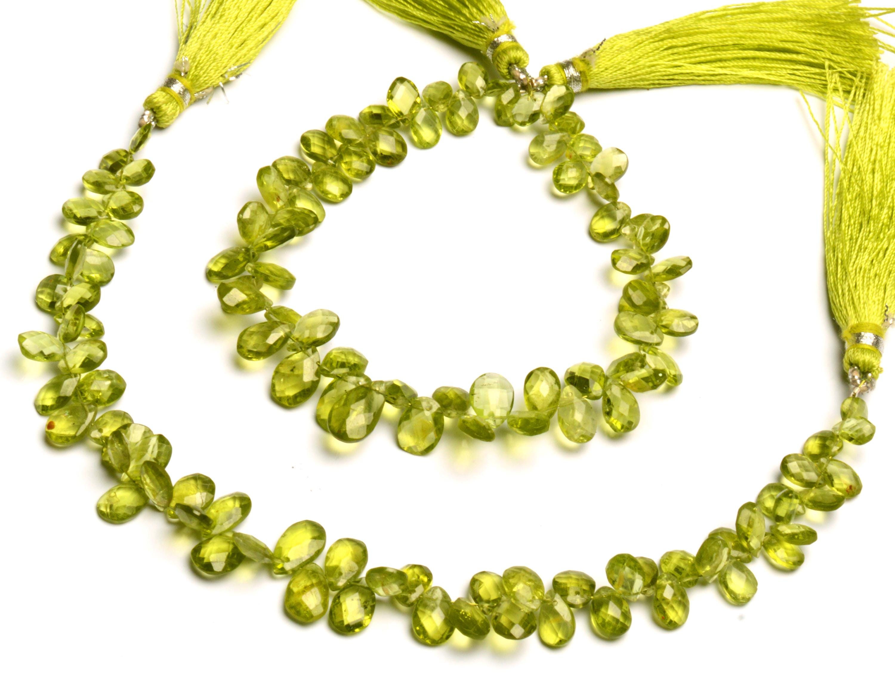 天然ペリドット宝石 6x4～9 x 6 mmサイズ ファセットペアブリオレット