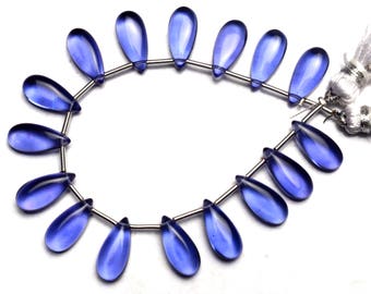 Tanzanite Color Hydro Quartz Smooth 15x7MM Approx. Pear Shape Briolette Beads 6 Inch Full Strand Super Fine Quality