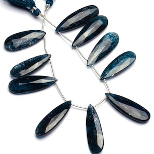 Natural Gem Rare Orissa India Green Imperial Kyanite 35x11MM Approx Size Faceted Pear Shape Briolettes 8 Inch Full Strand Fine Quality Beads