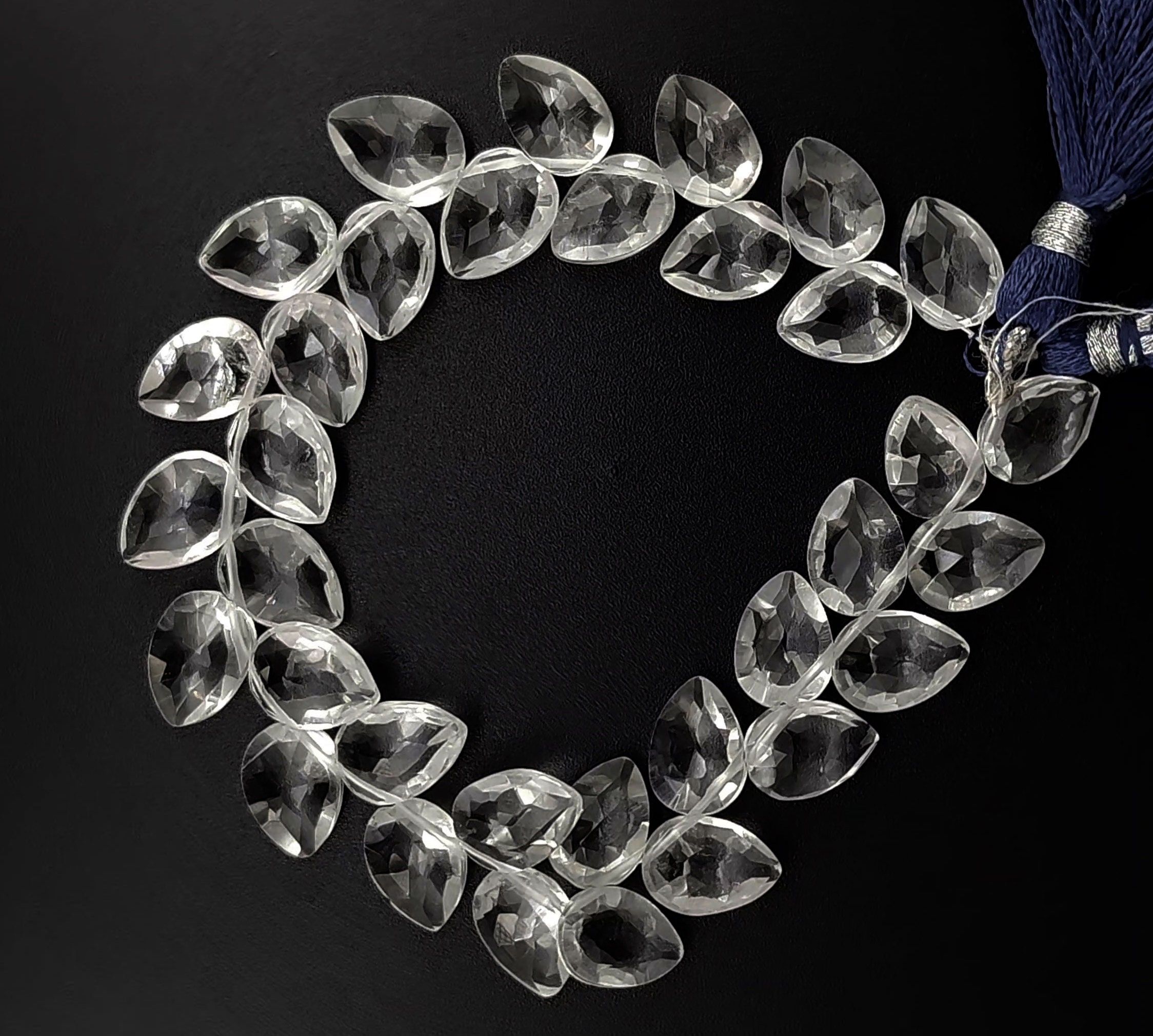 Natural Rock Crystal Quartz Gem, Faceted Leaf Shape Beads