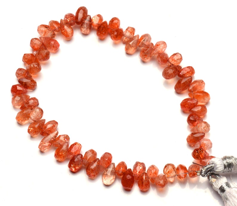 Super Fine Quality Natural Gemstone Sunstone 6x4 to 7x5MM Size Faceted Teardrop Shape Briolette Beads 8 Full Strand Fine Quality Beads