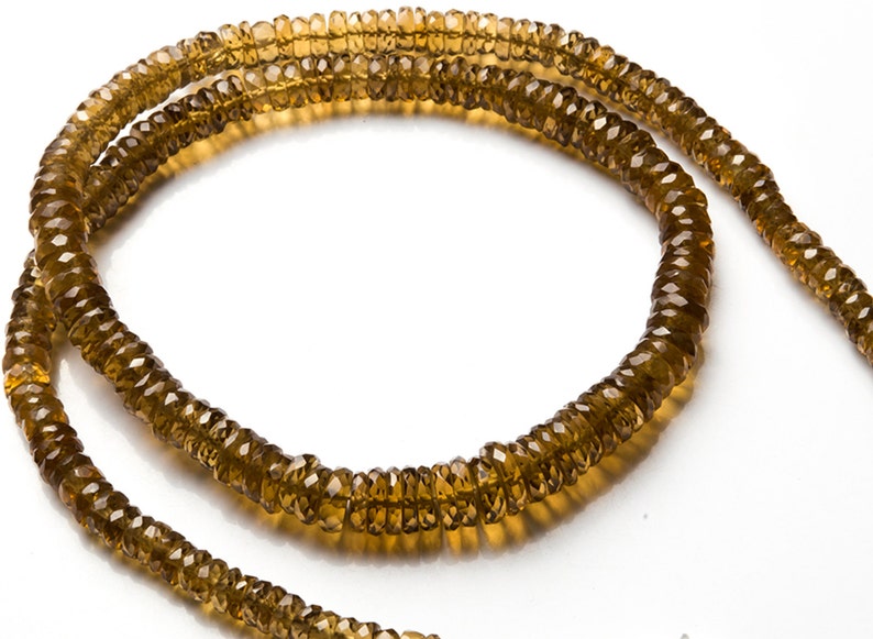 Natural Gemstone Lemon Quartz 5-7MM Faceted Rondelle Heishi Beads 17 Full Strand Super Fine Quality Transparent Beads
