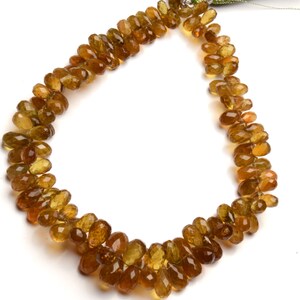 natural gem green apatite, 7x4 to 11x7 mm size faceted teardrop shape beads, 11 inch full strand