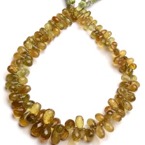 natural gem green apatite, 7x4 to 11x7 mm size faceted teardrop shape beads, 11 inch full strand