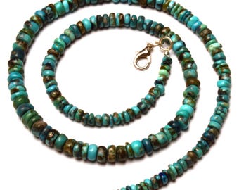 Natural Turquoise Gemstone 4 to 7 mm Size Smooth Rondelle Shape Beads 17" Necklace