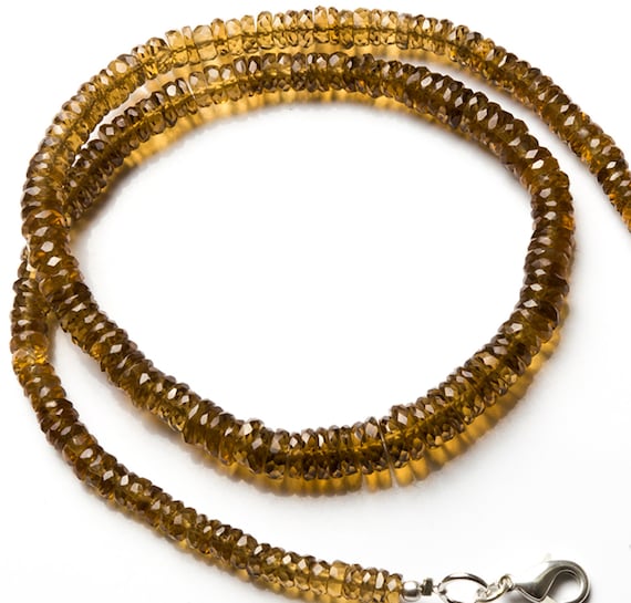 Natural Gemstone Lemon Quartz 5-7MM Faceted Rondelle Heishi Beads 17" Full Strand Super Fine Quality Transparent Beads