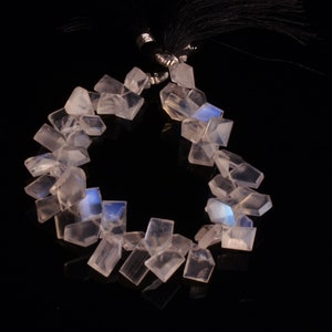 natural gemstone rainbow moonstone, 7 to 12 mm size slice cut beads, 7 inch full strand