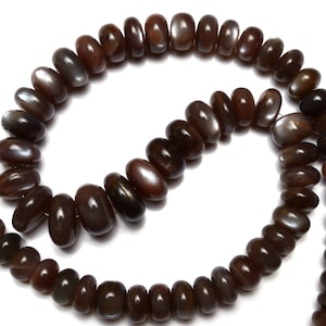 Natural Gemstone Chocolate Brown Moonstone 13 to 16MM Smooth Rondelle Beads 16 Inch Full Strand Super Fine Quality Beads Finished Necklace