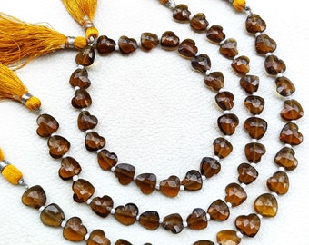 Cuentas de cuarzo miel natural de 8 mm con forma de flecha facetada y forma de corazón, tira de 20 cm