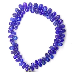 natural tanzanite gem 6x4 to 9x6 mm size smooth teardrop beads 8&quot; strand
