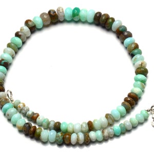 Naturstein Andenopal grün facettiert 7 bis 11MM Größe Rondelle Perlen Halskette 16,5 Zoll-Full-Strand sehr seltener Edelsteinperlen