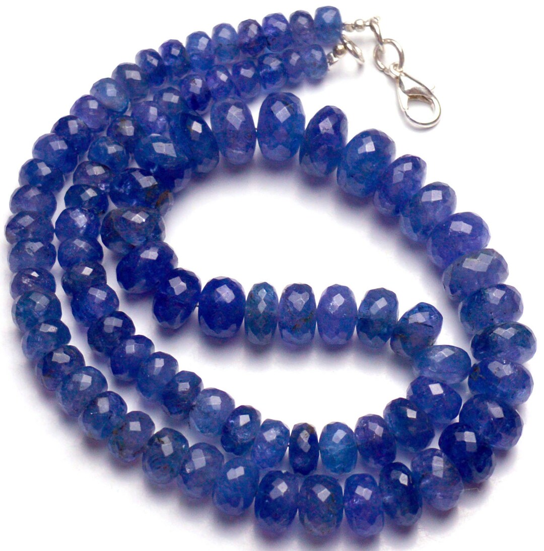 天然タンザナイト宝石、6～11 mmサイズのファセットロンデルビーズ