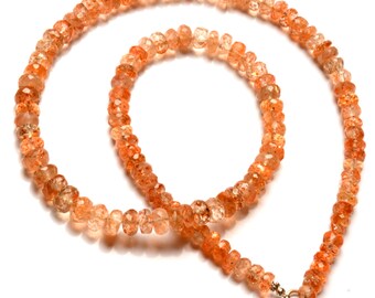 COLLANA ORO BIANCO, 18K, PERLINE SFACCETTATE DI ACQUAMARINA, 45 60 80 100 CM