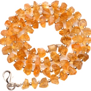 natural citrine gemstone, 7 to 9 mm size faceted nugget beads, 16.5 inch length
